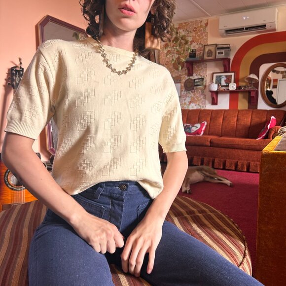 1960s knitted square short sleeved top from Ban Lon by Paris Star! - Picture 1 of 13
